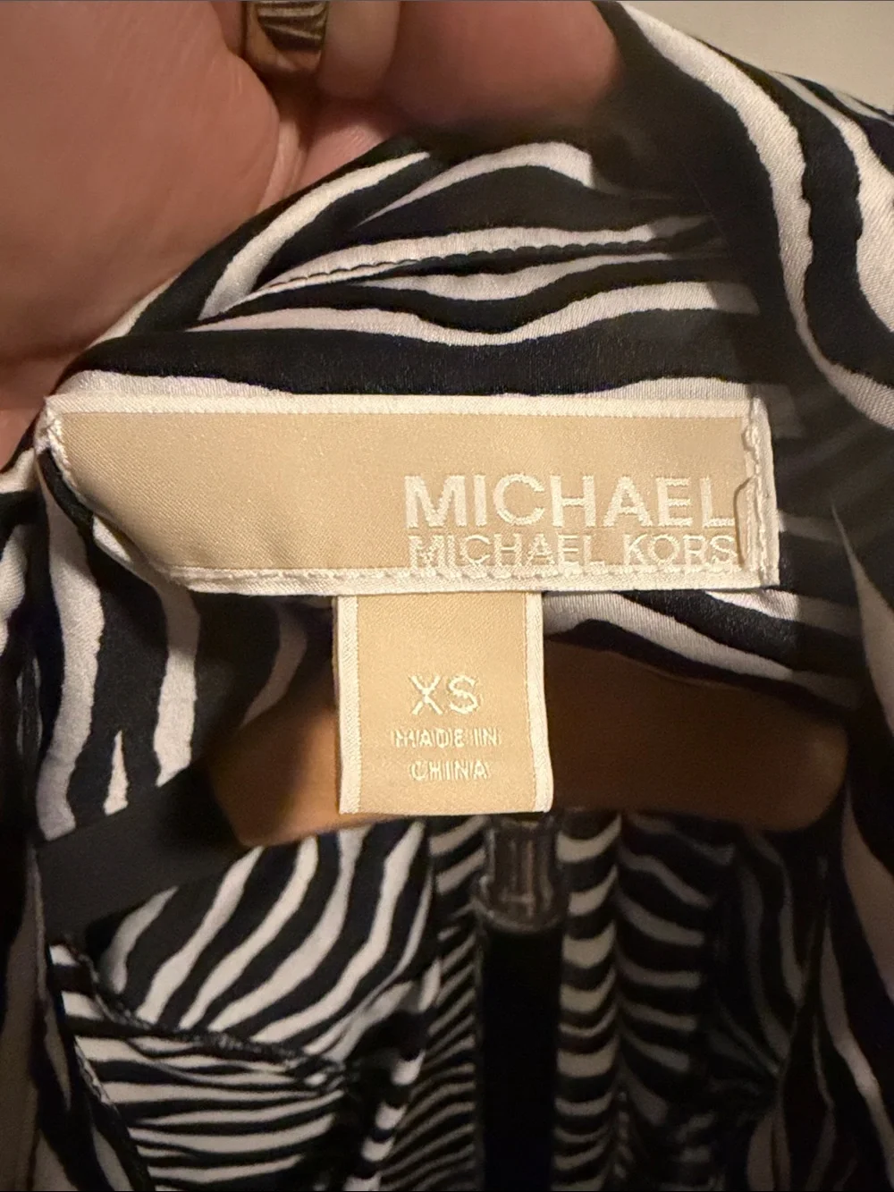 Zebra Print Zip-Front Women's Blouse- Black & White